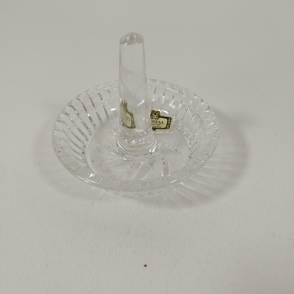 Zajecar Kristal Ring Holder Dish Clear 24% Lead Crystal Pressed Glass Star Burst
